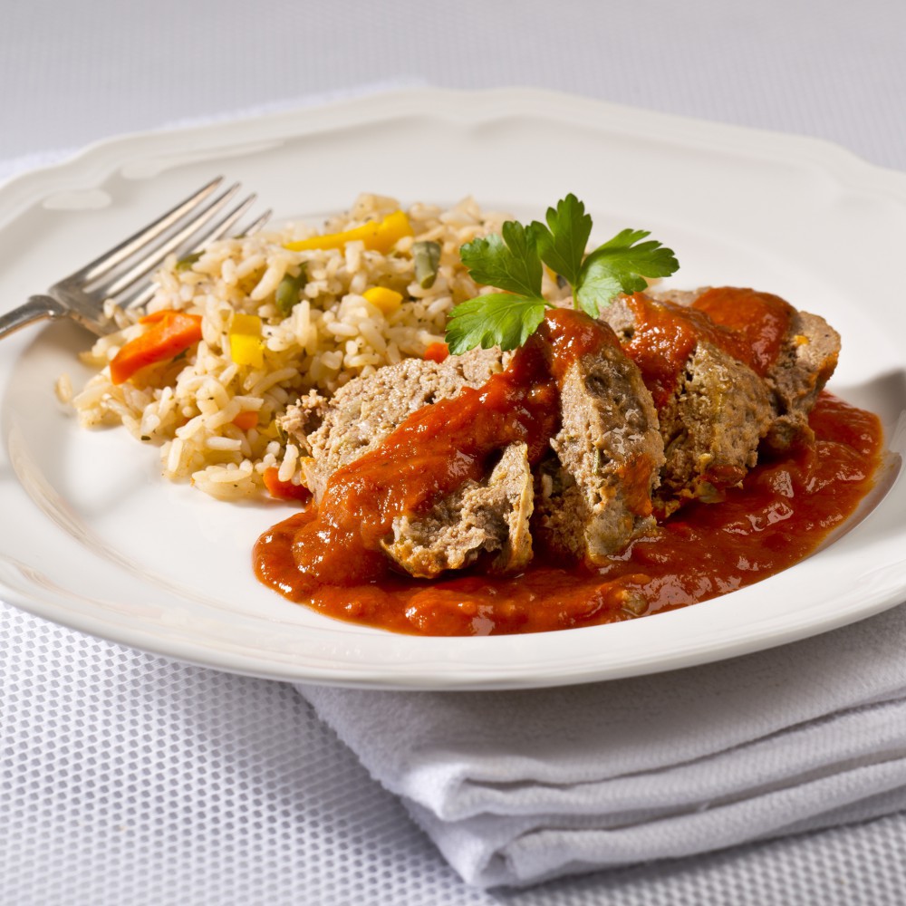 Meat loaf with vegetable rice Saveurs Santé  Portions for Children